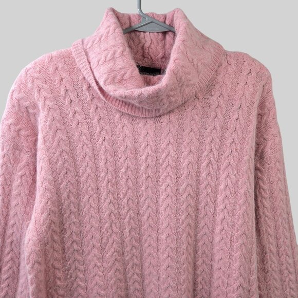 Wainscott Ireland Cable Knit Tunic Sweater Pink Lambswool Rabit Hair Turtleneck - Picture 3 of 12